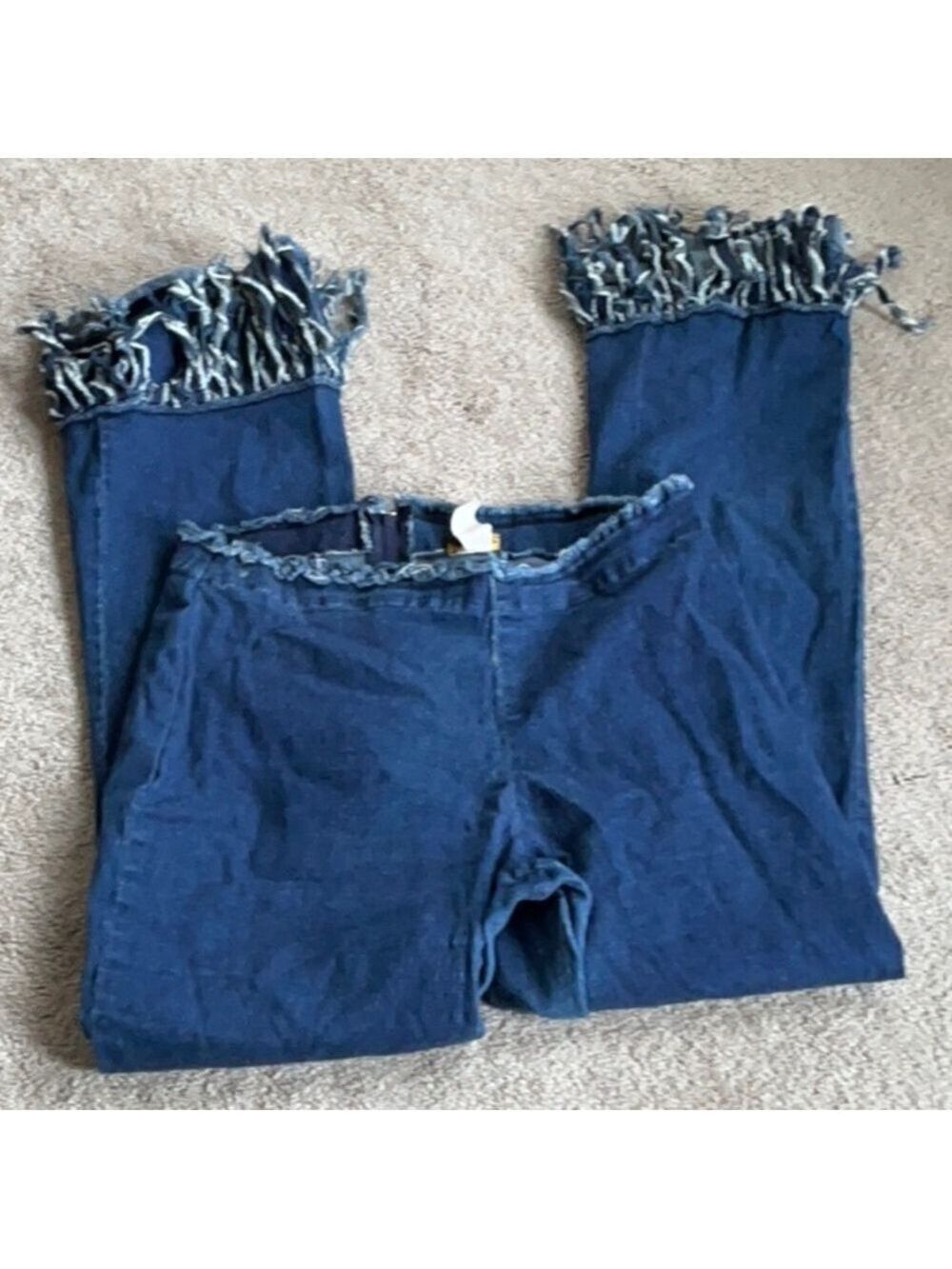 Retro Back Zip Jeans with Frayed Bottoms
